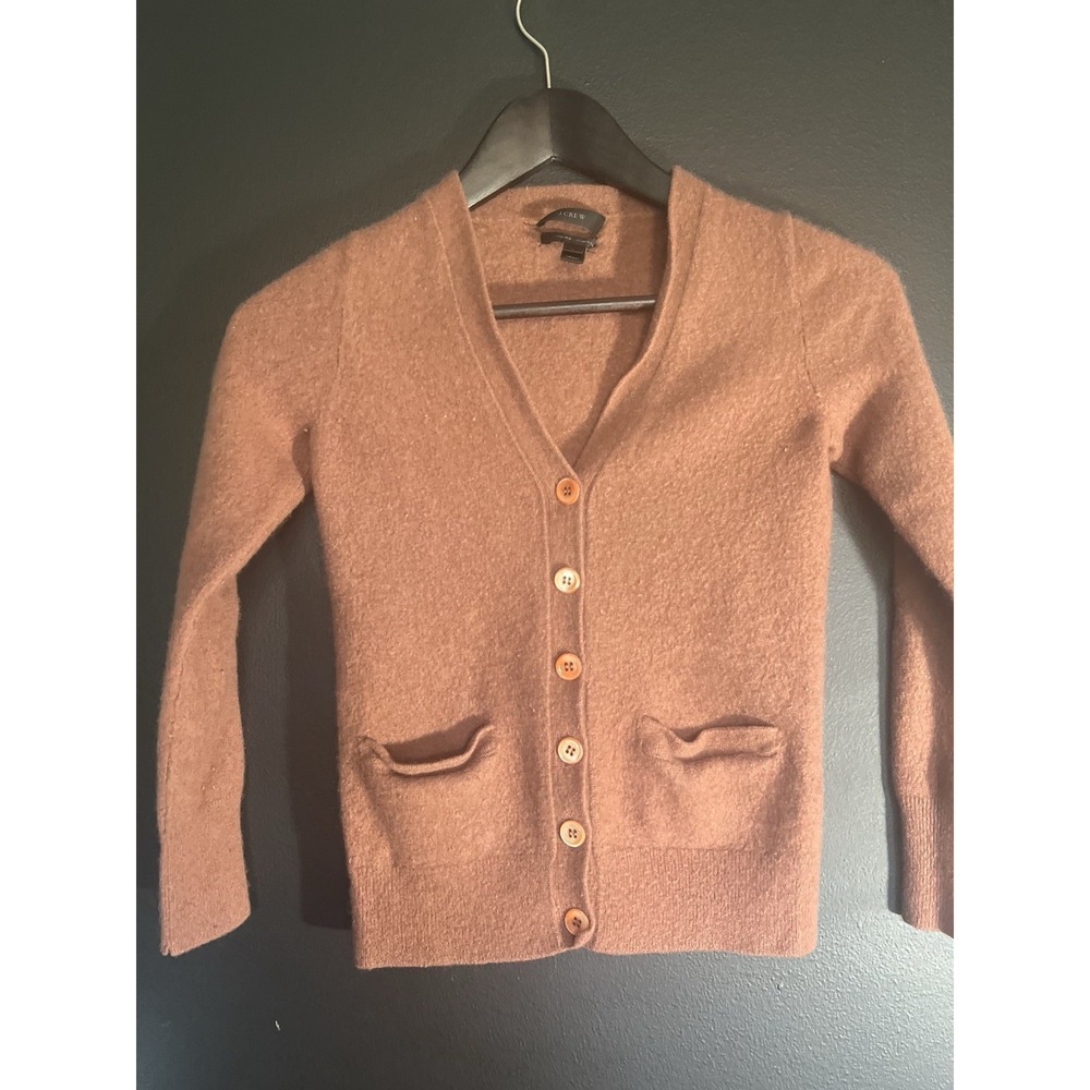 J. Crew ITALIAN CASHMERE Cardigan Sweater S Mauve Buttons Pockets Academia